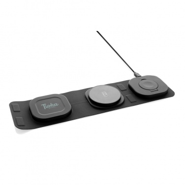 Logotrade promotional giveaway picture of: Swiss Peak RCS rplastic 3-in-1 wireless 15W travel charger