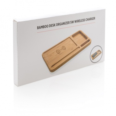 Logotrade promotional gift picture of: Bamboo desk organiser 5W wireless charger