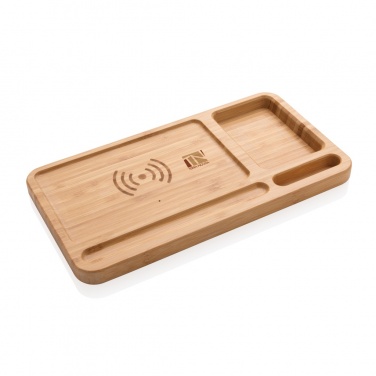 Logo trade advertising product photo of: Bamboo desk organiser 5W wireless charger