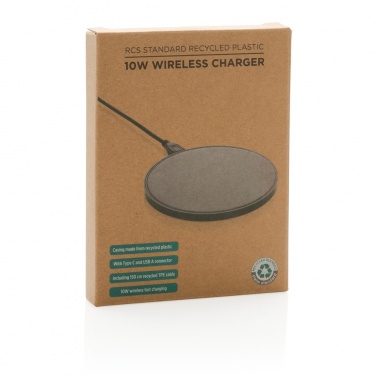 Logo trade promotional giveaway photo of: RCS standard recycled plastic 10W wireless charger