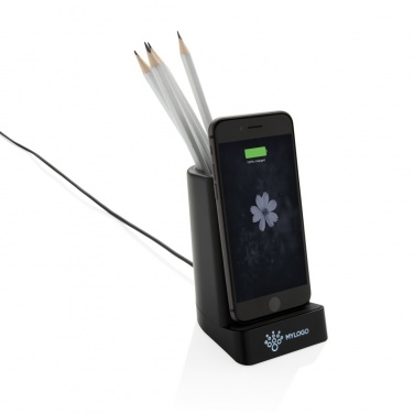 Logotrade promotional gift picture of: Light up logo 5W wireless charging pen holder