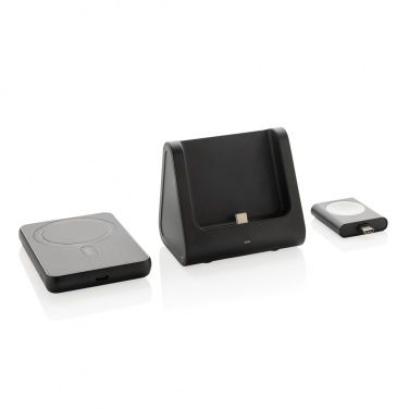 Logo trade promotional merchandise photo of: Powerbase RCS recycled plastic 3 in 1 charger with powerbank