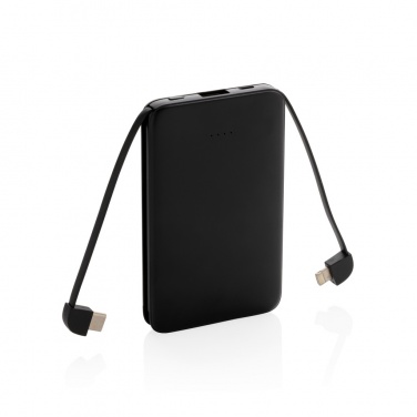 Logo trade promotional gift photo of: 5.000 mAh Pocket Powerbank with integrated cables