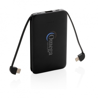 Logotrade promotional item image of: 5.000 mAh Pocket Powerbank with integrated cables