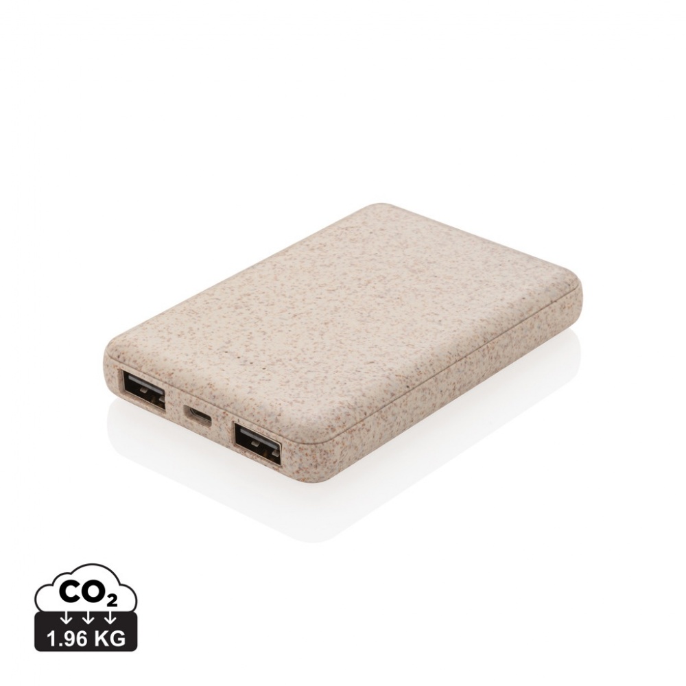 Logo trade promotional gifts image of: Wheat Straw 5.000 mAh Pocket Powerbank