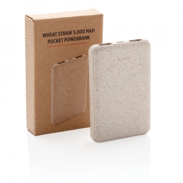 Logotrade promotional gifts photo of: Wheat Straw 5.000 mAh Pocket Powerbank