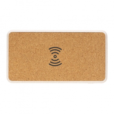 Logo trade promotional giveaway photo of: Cork and Wheat Straw 8.000 mAh 5W wireless powerbank
