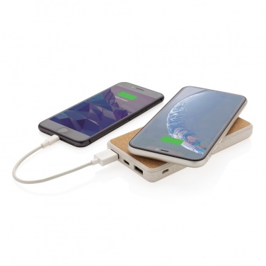 Logotrade advertising products photo of: Cork and Wheat Straw 8.000 mAh 5W wireless powerbank