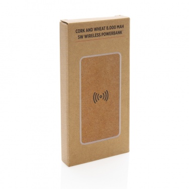 Logotrade promotional merchandise image of: Cork and Wheat Straw 8.000 mAh 5W wireless powerbank