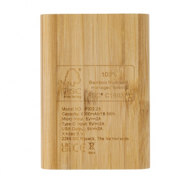 Logo trade promotional gifts image of: Bamboo 5.000 mAh powerbank