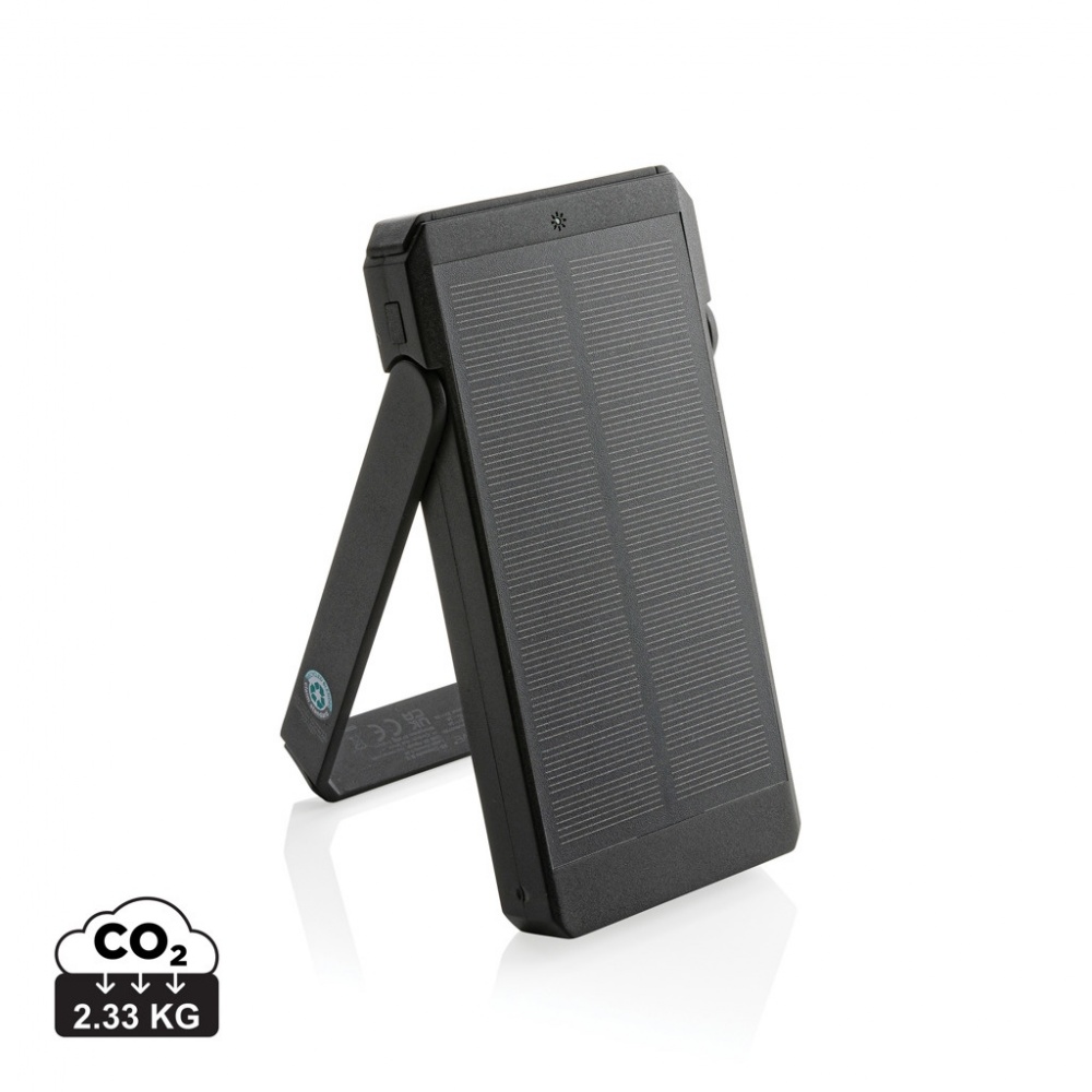 Logo trade promotional giveaway photo of: Skywave RCS recycled plastic solar powerbank 10000 mAh