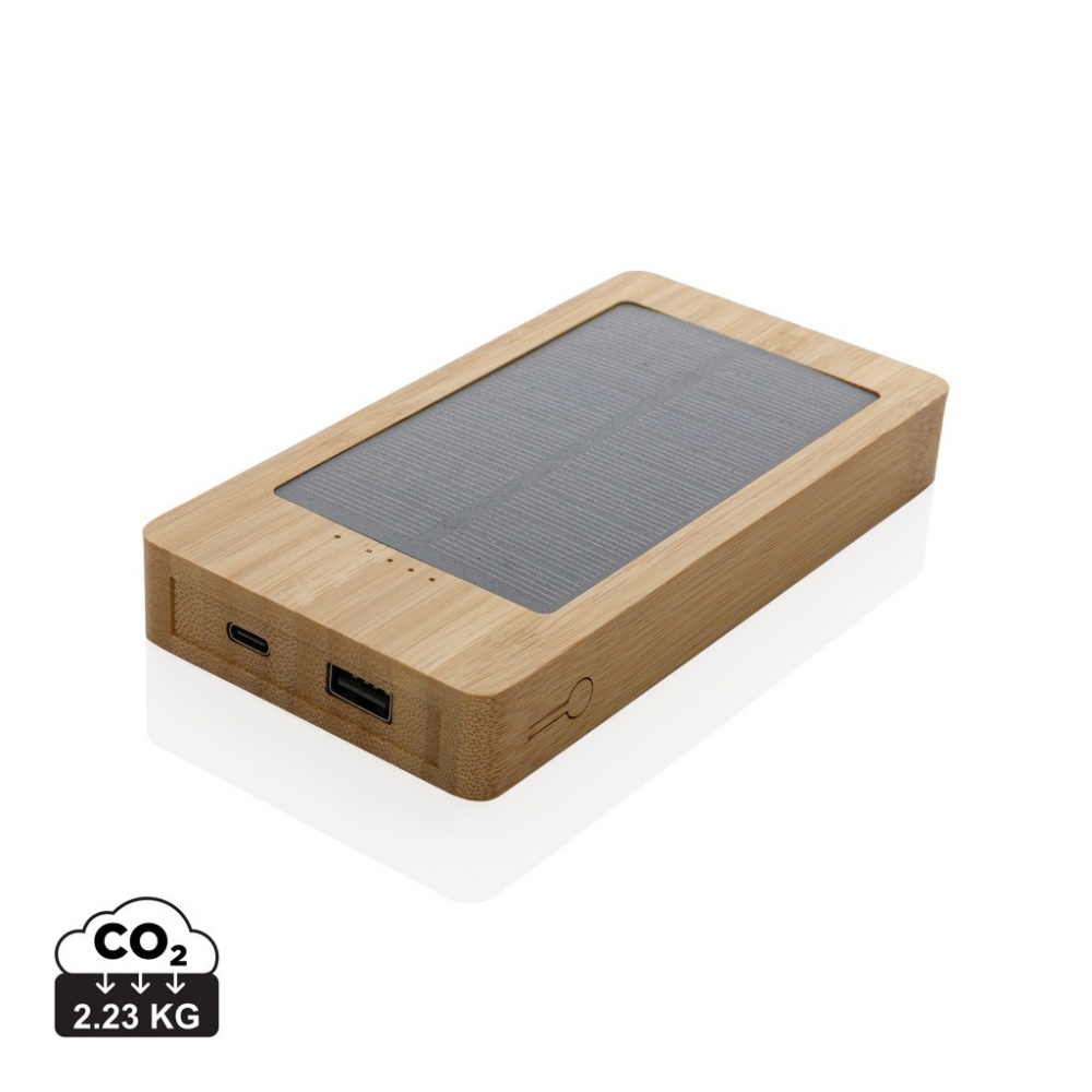 Logotrade promotional item image of: Sunwick 10.000 mAh Bamboo solar powerbank