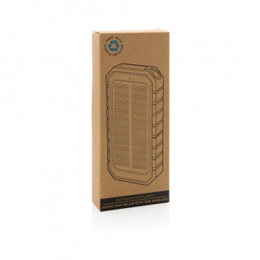 Logo trade promotional giveaways image of: RCS recycled plastic Solar powerbank with 10W Wireless