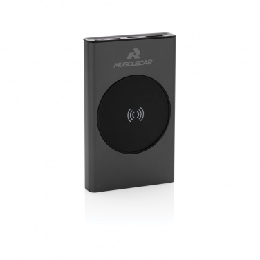 Logo trade promotional giveaways image of: Terra RCS recycled aluminium 5000 mAh powerbank 5W wireless