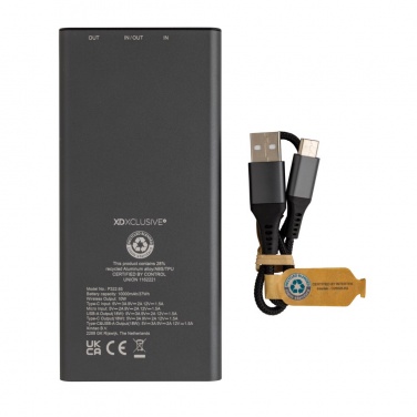 Logo trade corporate gifts image of: Terra RCS recycled 18W aluminium 10000 powerbank 10W