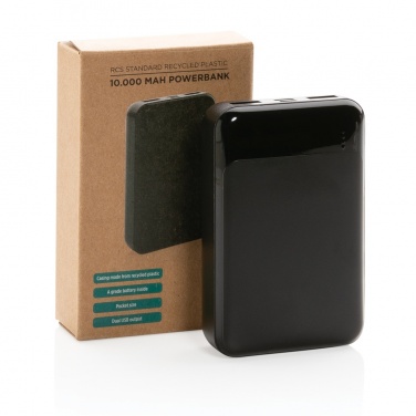 Logo trade promotional giveaways image of: RCS standard recycled plastic 10.000 mAh powerbank