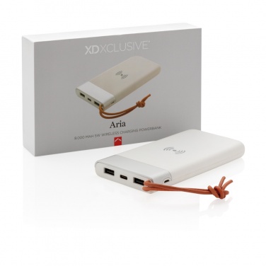 Logotrade promotional item image of: Aria 8.000 mAh 5W wireless charging powerbank