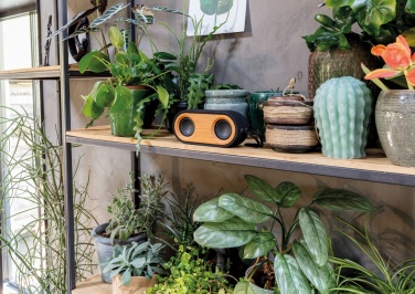 Logo trade promotional giveaways image of: Bamboo X double speaker