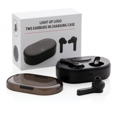Logotrade promotional merchandise photo of: Light up logo TWS earbuds in charging case