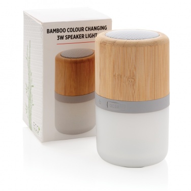 Logo trade corporate gifts image of: Bamboo colour changing 3W speaker light