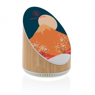 Logo trade promotional items picture of: Ovate bamboo 5W speaker with 15W wireless charger