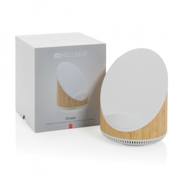 Logotrade promotional merchandise photo of: Ovate bamboo 5W speaker with 15W wireless charger