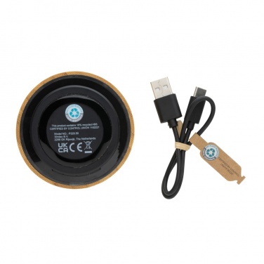 Logo trade promotional merchandise picture of: RCS recycled plastic and bamboo 3W wireless speaker