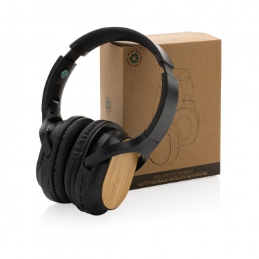 Logo trade promotional merchandise picture of: RCS and bamboo Elite Foldable wireless headphone