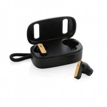Logotrade business gift image of: RCS recycled plastic & bamboo TWS earbuds