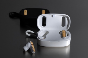 Logotrade promotional merchandise image of: RCS recycled plastic & bamboo TWS earbuds