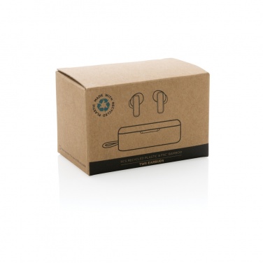 Logotrade promotional items photo of: RCS recycled plastic & bamboo TWS earbuds