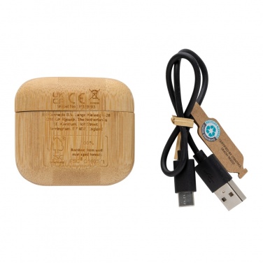 Logo trade promotional products picture of: Bamboo TWS earbuds with RCS recycled plastic