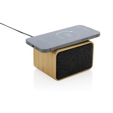 Logo trade promotional merchandise image of: RCS Rplastic 3W speaker with bamboo 5W wireless