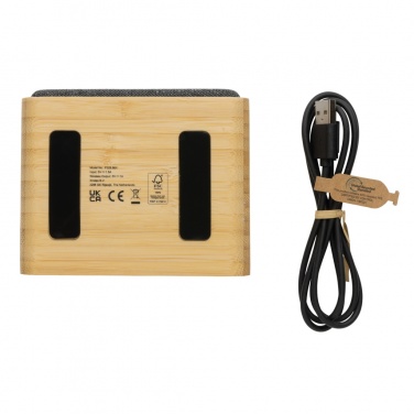 Logo trade promotional item photo of: RCS Rplastic 3W speaker with bamboo 5W wireless