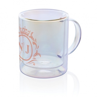 Logo trade promotional item photo of: Deluxe double wall electroplated glass mug