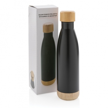 Logotrade promotional gift picture of: Vacuum stainless steel bottle with bamboo lid and bottom