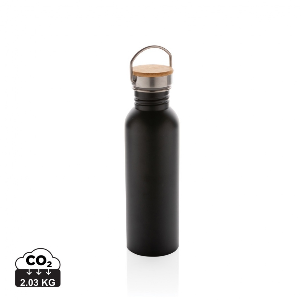 Logo trade advertising products image of: Modern stainless steel bottle with bamboo lid