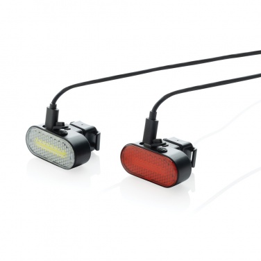 Logo trade promotional giveaways picture of: Lumino RCS recycled plastic USB re-chargeable bike light set