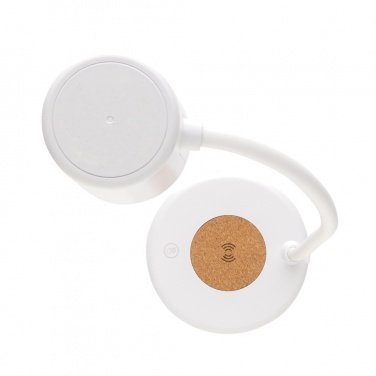Logo trade promotional merchandise image of: Zenara RCS recycled plastic and cork 15W wireless desk lamp