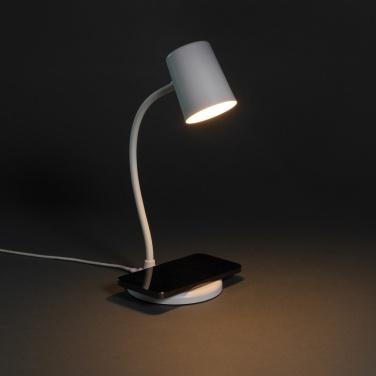 Logotrade promotional products photo of: Zenara RCS recycled plastic and cork 15W wireless desk lamp