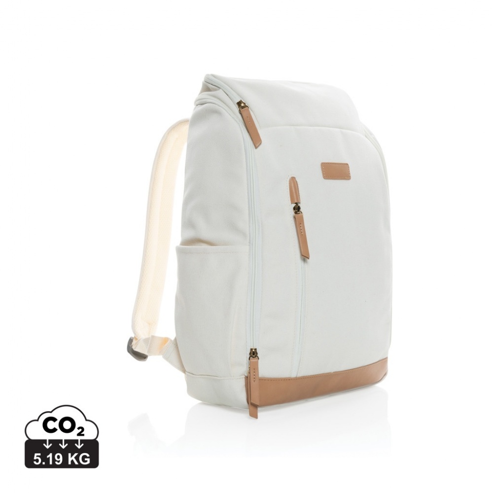 Logotrade corporate gift image of: Impact AWARE™ 16 oz. recycled canvas 15" laptop backpack