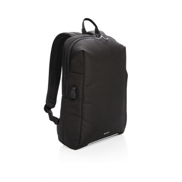 Logo trade promotional merchandise photo of: Swiss Peak AWARE™ RFID and USB A laptop backpack