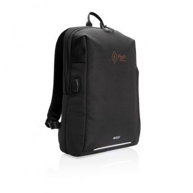 Logo trade promotional merchandise photo of: Swiss Peak AWARE™ RFID and USB A laptop backpack
