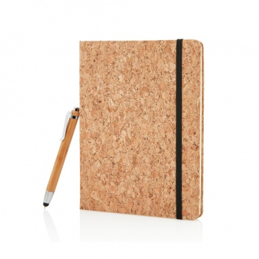 Logo trade promotional gifts picture of: A5 notebook with bamboo pen including stylus
