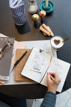 Logotrade advertising product picture of: A5 notebook with bamboo pen including stylus