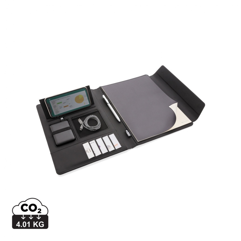 Logotrade advertising products photo of: Fiko 5W wireless charging portfolio A4 with powerbank