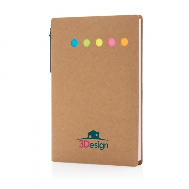 Logotrade promotional gift image of: Kraft sticky notes A6 booklet with pen