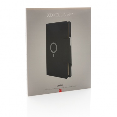 Logo trade promotional merchandise image of: Artic Magnetic 10W wireless charging A4 portfolio