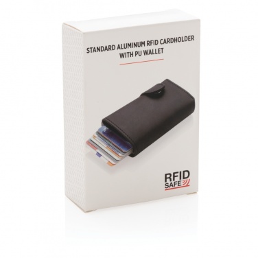 Logo trade corporate gifts picture of: Standard aluminium RFID cardholder with PU wallet