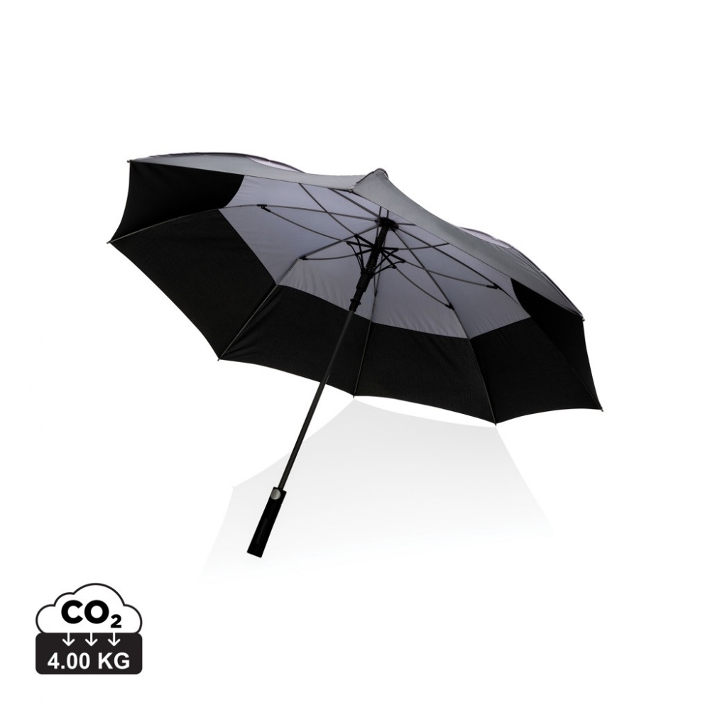 Logo trade promotional giveaway photo of: 27" Impact AWARE™ RPET 190T auto open stormproof umbrella